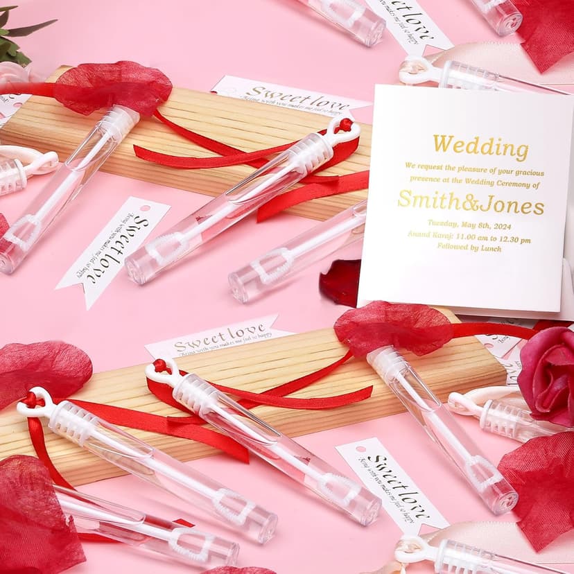 32Pcs Wedding Bubble Wands Bulk(White Heart Top), Mini Bubble Party Favors, Valentine's Day, Anniversary Supplies, Wedding Send Off, Gift Box Decoration, Goody Bag Stuffers Filler for Couple Guest Kid