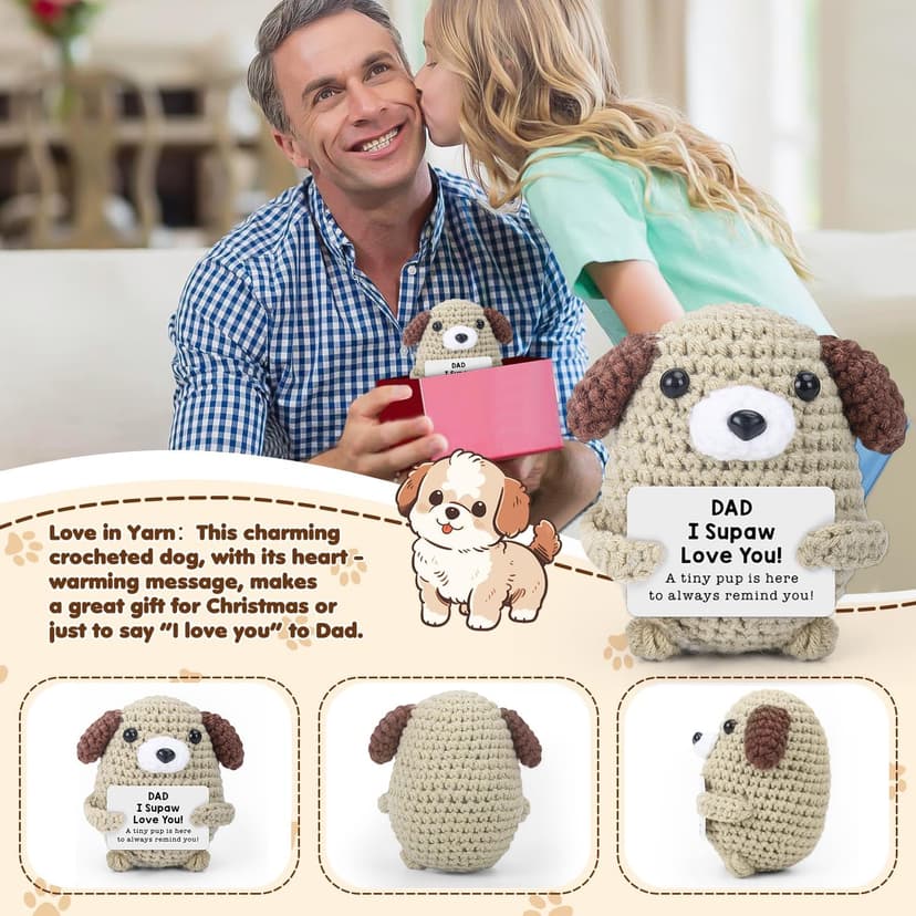 Gifts for Dad, Papa, Daddy - Son & Daughter's Funny Handmade Crochet Puppy - Thoughtful Birthday, Father's Day, Christmas, Valentine's Day, Easter, Thanksgiving