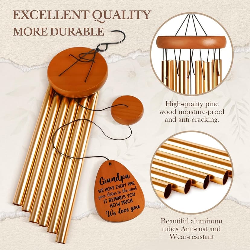 Gifts for Grandpa, Grandpa Wind Chimes, Father's Day Best Gift for Grandpa, Birthday Gift for Grandfather from Granddaughter, Grandson, Grandpa Gifts Ideas for Thanksgiving Christmas