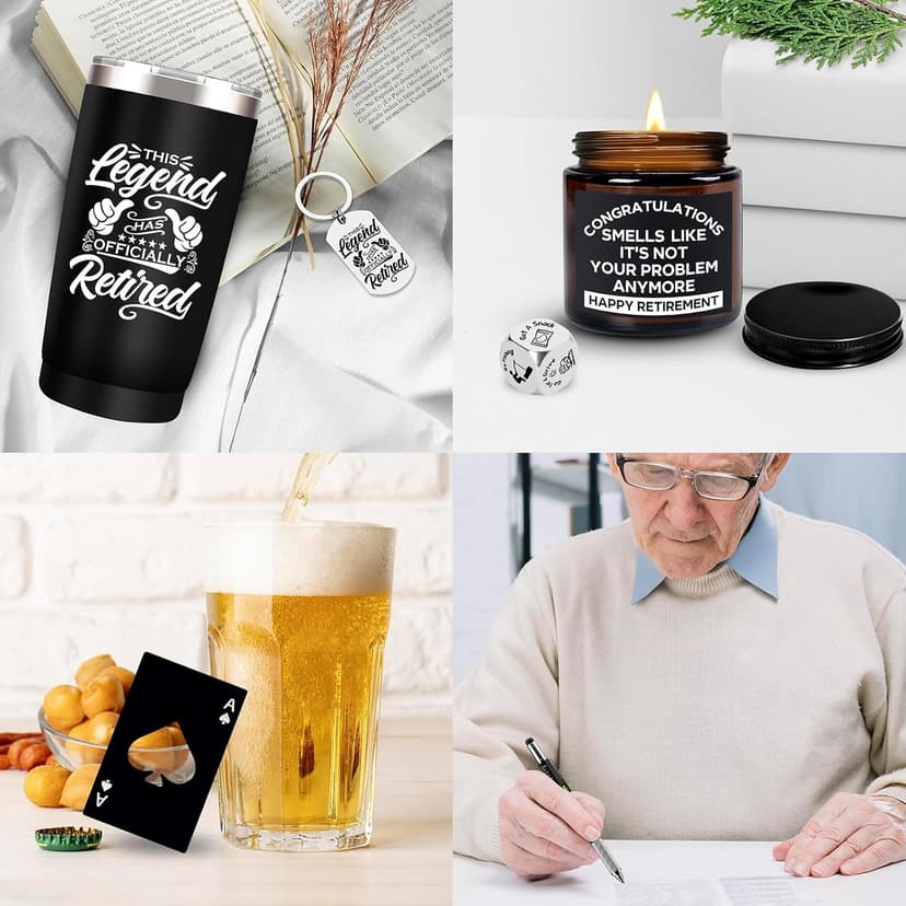 SIXVALA 10 Pcs Retirement Gifts for Men 2025, This Legend Has Retired, Happy Retirement Gifts for Dad, Grandpa, Coworker, Teachers, Boss, Friends, Retirees, 20 Oz Tumbler Best Retirement Gifts Basket