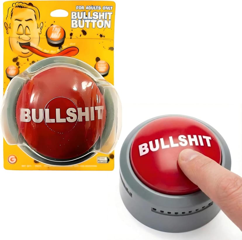 Bullshit Button – The Official Hilarious BS Button with Sound Effects & Flashing Light – Perfect Gag Gift for Friends, Family, and Co-workers - Batteries Included