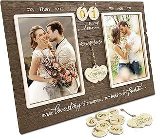 Anniversary Wedding Gifts for Couple Parents Wife Husband. (1-99) Years Then & Now Anniversary Picture Frames(3 Options).