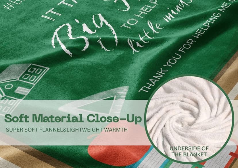 Teacher Throw Blanket - It Takes a Big Heart to Help Shape Little Minds - Gifts for Christmas, Teacher Appreciation, End of School Year, Retirement, Thank You or Birthday - 50"x 60"