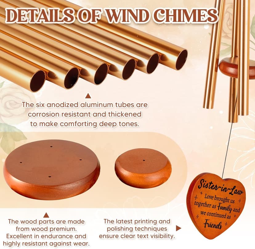 Sister in Law Gifts, Best Sister in Law Christmas Funny Gift - Wind Chimes, Birthday, Mothers Day, Wedding, Engagement, Thanksgiving Gifts