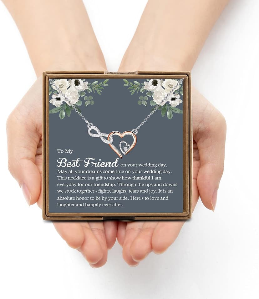 OKEYCH BestFriend Gift to Bride, To My Best Friend On Her Wedding Day Necklace, Bride Gift From Maid of Honor, Wedding Present