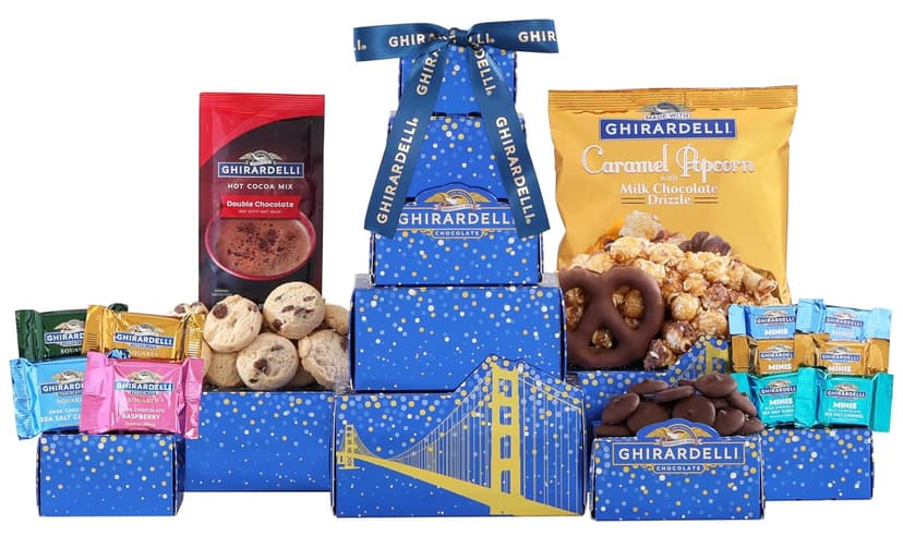 Ghirardelli Chocolate Gift Tower by Wine Country Gift Baskets Gift for Families College Students Appreciation and more