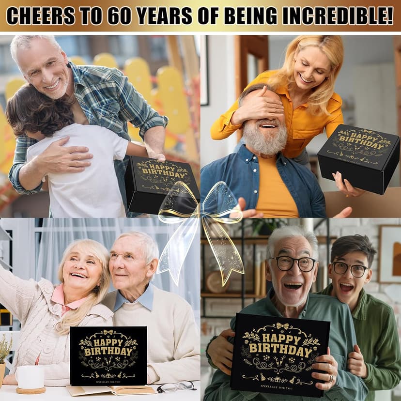 60th Birthday Gifts for Men - Unique Box with 20 Oz Tumbler, Scented Candle, Socks, Baseball Cap for Husband, Dad, Grandpa, Friends, Teachers, Boss