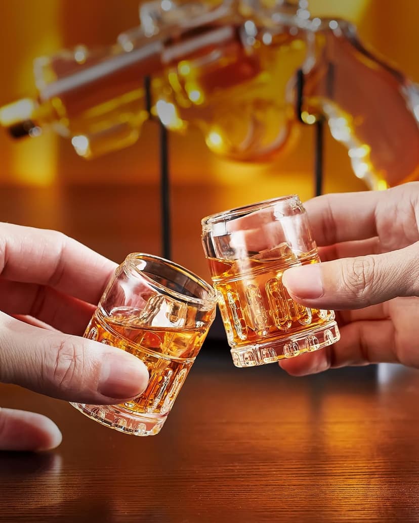 Birthday Gifts for Men Dad, Kollea Gun Whiskey Decanter Set with Shot Glass, Cool Anniversary Christmas Gifts Ideas for Him Husband Brother, Funny Military Retirement Present, Home Bar Drinking Party