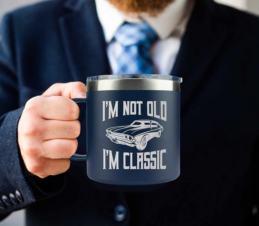 Gifts for Dad from Daughter, Son, Kids on Fathers Day, Christmas - Grandpa Gifts for Christmas - Birthday gifts for Grandpa - Dad Birthday gifts - Funny Mug 14oz, Navy Insulated Stainless Steel