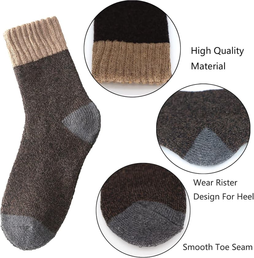YZKKE 3Pack Mens Super Thick Wool Warm Socks - Soft Comfort Casual Crew Winter Socks