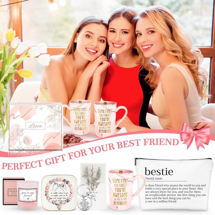 Best Friend Birthday Gifts for Women Friendship Gifts for Women Friends Unique Bestfriend Birthday Gift for Woman Bestfriend gift Ideas for Bestie BFF Soul Sister - Mug, Keychain, Candle, Bracelet