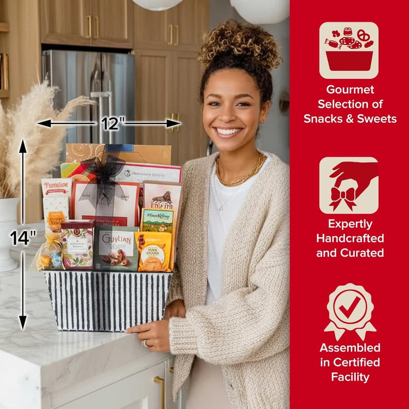 Broadway Basketeers Gift Basket Snack Gifts for Women, Men, Families, College Teacher – Delivery for Birthday, Appreciation, Thank You, Corporate, Get Well Soon Care Package