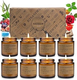 8 Pack Candles for Home Scented,Aromatherapy Jar Candle Gifts for Women, Natural Soy Wax Amber Candle Set, Scented Candles Set for Birthday Valentine Mother's Christmas Day Present