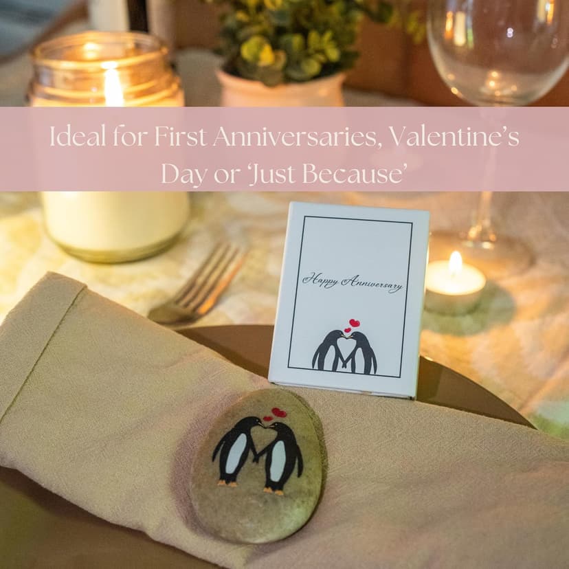 1 Year Anniversary for Boyfriend or Girlfriend - Penguin Pebble Gift- First Wedding Anniversary for Husband or Wife - One Year Together Keepsake