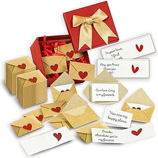 60 Love Notes For Him Her - Anniversary Card Long Distance Relationship Gifts For Boyfriend Girlfriend, Cute Couple Gifts For Valentines, Birthday, Mini Envelope Lunch Notes For Husband Wife