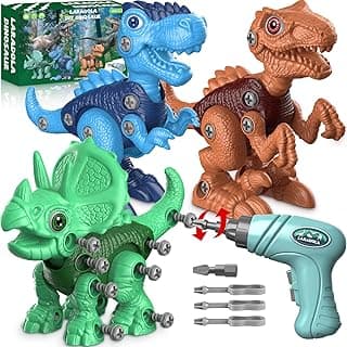 Laradola Dinosaur Toys for 3 4 5 6 7 8 Year Old Boys, Take Apart Dinosaur Toys for Kids 3-5 5-7 STEM Construction Building Kids Toy with Electric Drill, Party Christmas Birthday Gifts Boys Girls