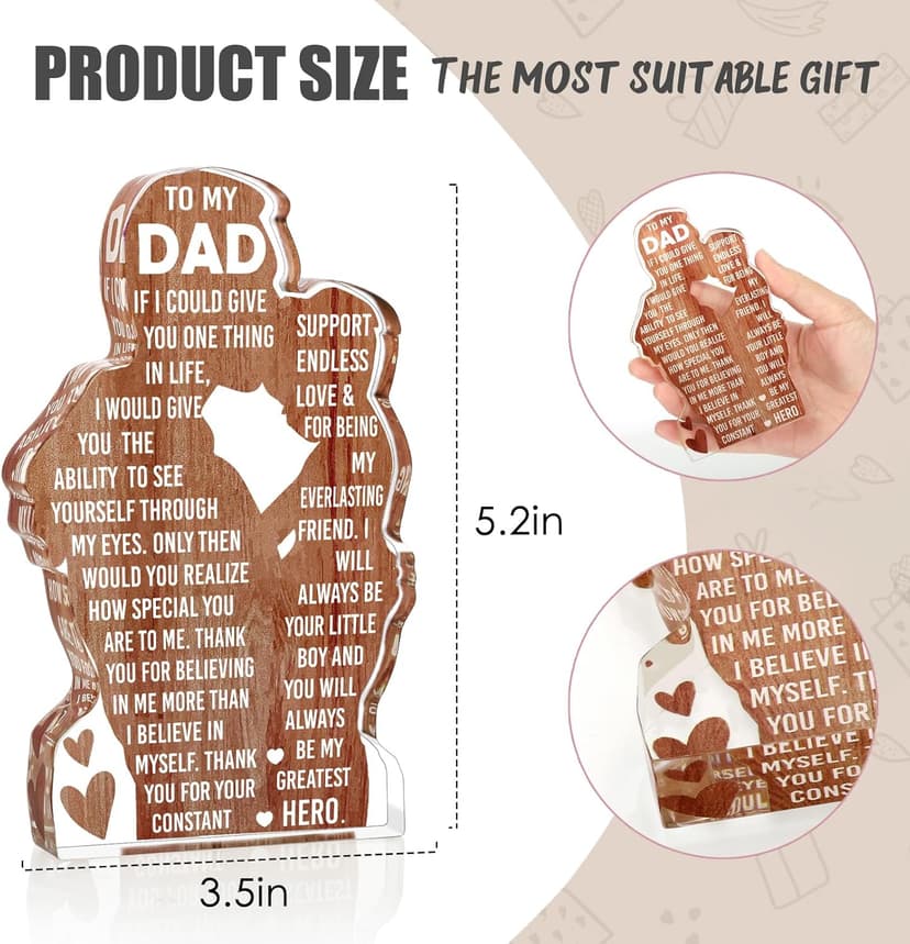 Dad Gifts from Son -Dad Birthday Gift from Son -Dad Christmas Valentines Easter Gifts Idea Daddy New Dad To My Best Dad Ever Gifts Father's Day Desk Decor Acrylic Plaque Sign