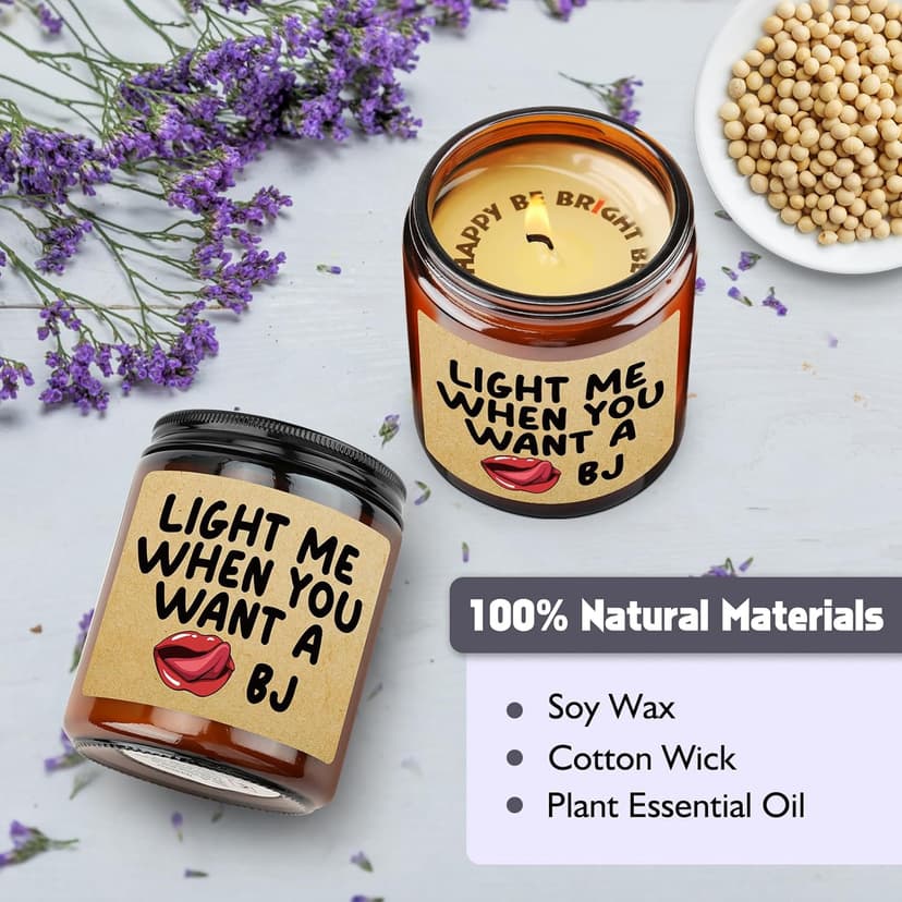 Lavender Scented Candle Gifts for Men, Naughty Candle Gifts for Him, Funny Gift from Wife, Anniversary, Sweetest Day, Valentine's Day, Birthday Gift for Husband, Boyfriend, Fiance Present