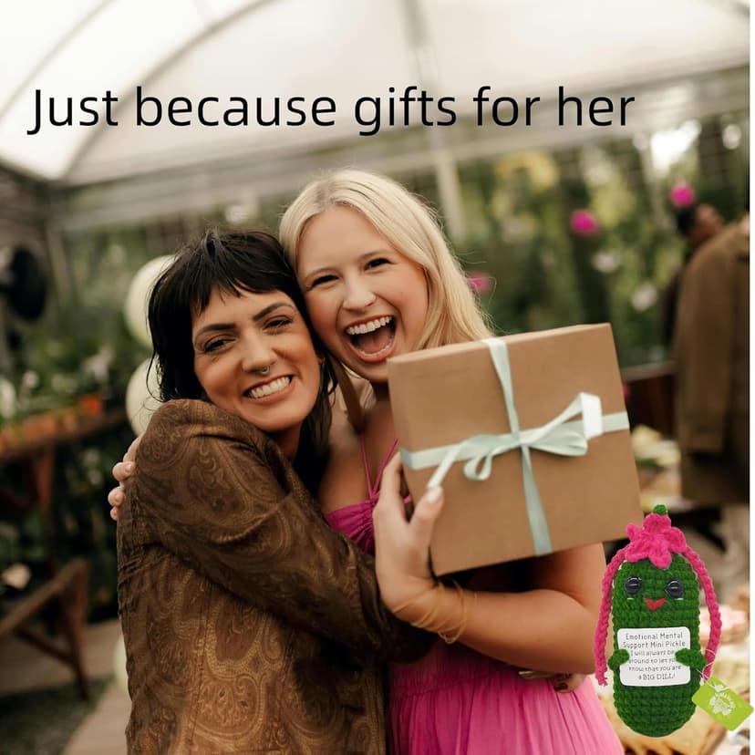 Funny Crochet Pickles 1 Pcs with Affirmations Cards for Inspirational Novelty Good Luck Gift and Party Decorations (KK-CKD04- REDCUM)