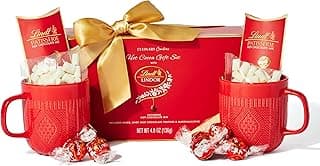 Hot Cocoa Gift Set, Made with Lindt Gourmet Hot Chocolate Mix, Includes 2 Hot Cocoa Mixes, 2 Hot Cocoa Mugs, Marshmallows and Lindt Chocolate Truffles