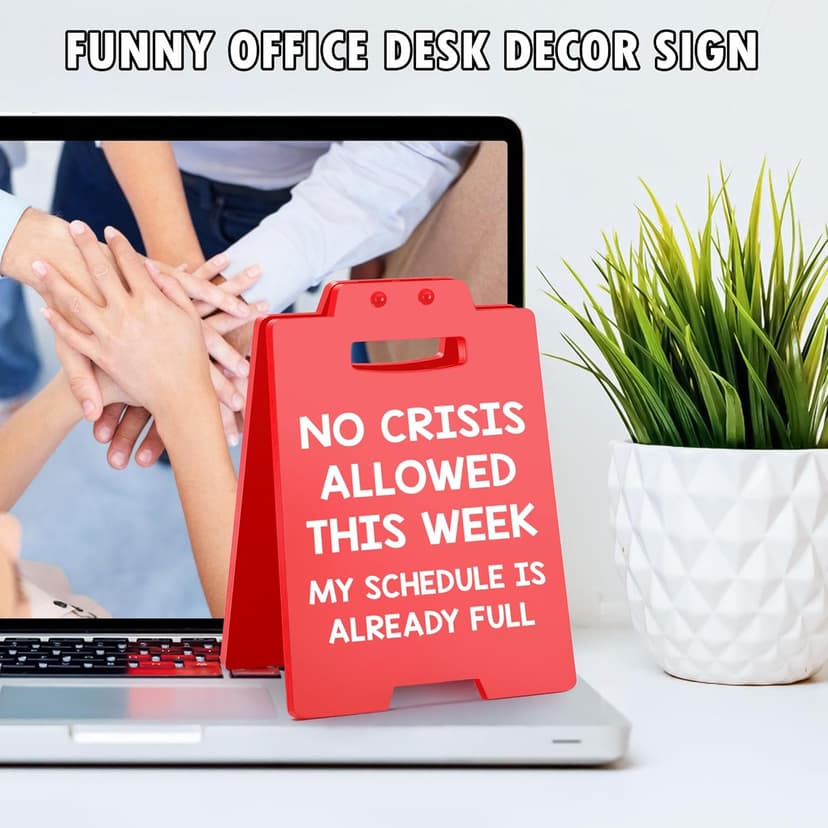 Funny Office Desk Decor Boss Sign, Bosses Day Gifts for Women Men Manager Supervisor Leader Lady Famale Male, Christmas White Elephant Gifts for Teacher Principal Coworker Cubicle Accessories Red Sign