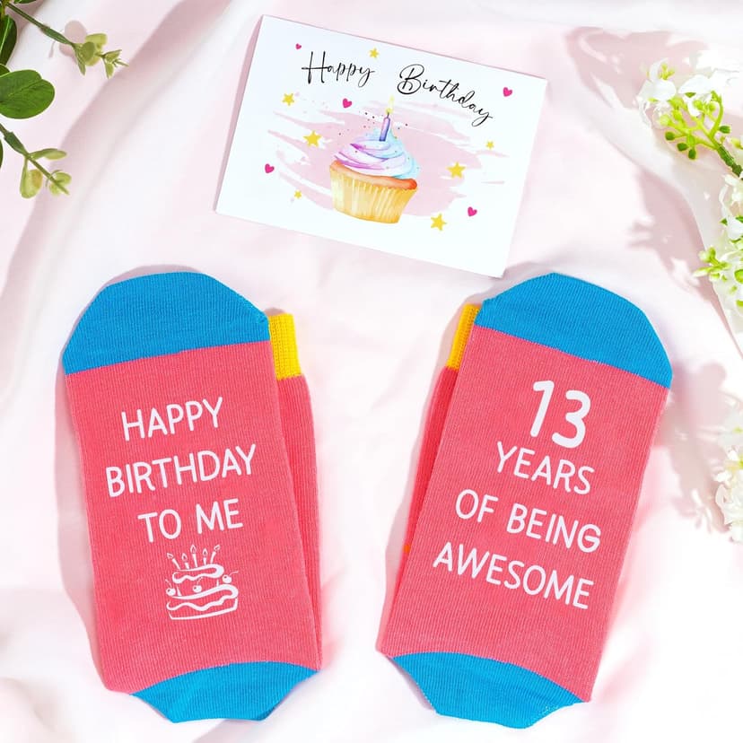 13th Birthday Gifts for Girls – Gift Set for 13 Year Old Girl with Glass, Jewelry, Bracelet, Socks, Makeup Bag – Teen Girl 13th Birthday Decorations – Present for Daughter, Niece, Granddaughter