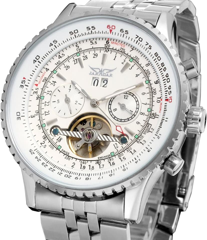 FORSINING Men's Self Winding Waterproof Automatic Stainless Steel Skeleton Tourbillon Calendar Wrist Watch