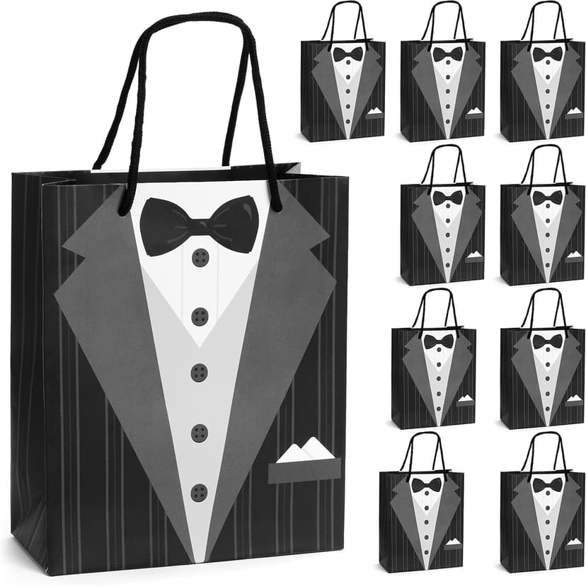 Tuxedo Gift Bags - For Groomsman, Bachelor Party Favors, Wedding - 10 Pack