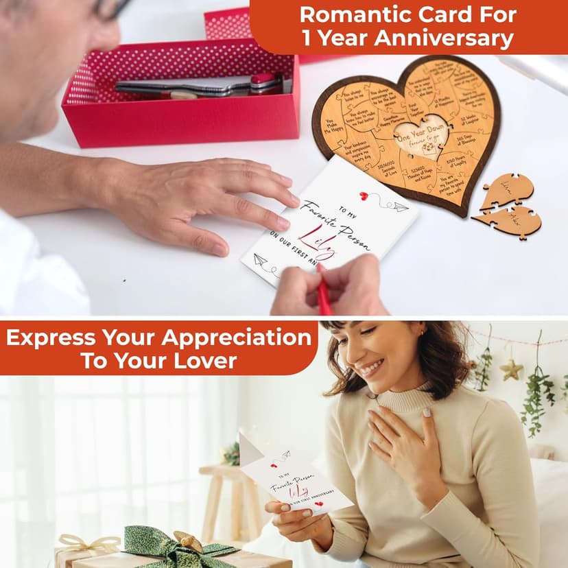 1 Year Anniversary Wood Gifts for Him Boyfriend - One Year Anniversary Wooden Gifts for Men, First Anniversary Wedding Gift for Husband Wife