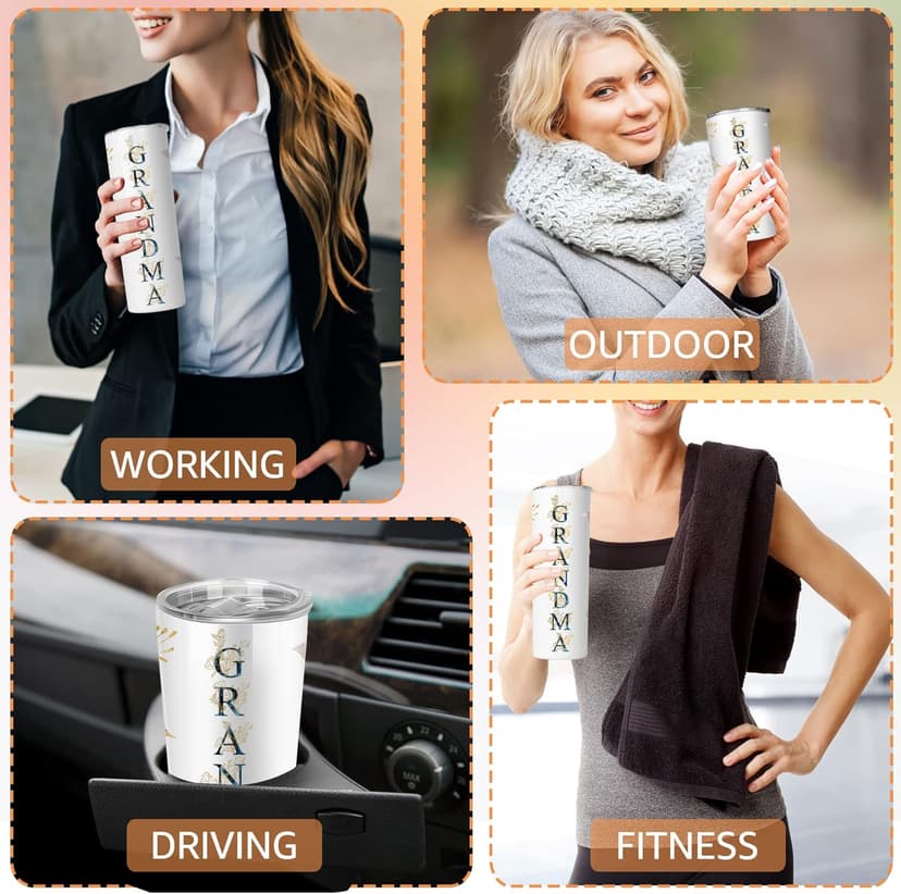 Gifts for Grandma- Best Grandma Stainless Steel Tumbler- Cute Grandma's Mother's Day Birthday Christmas Gifts- Gift for Grammy, Grandmothers, Grandmom from Grandchild Grandson Granddaughter