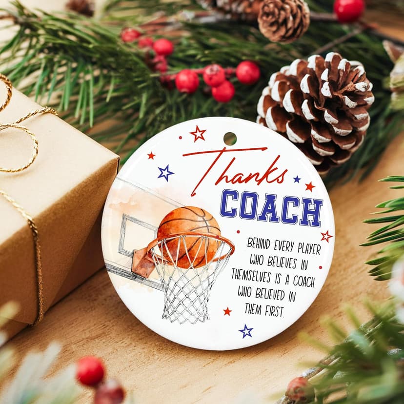 ZAGKOO Basketball Coach Ornament 2025 - Coaches Christmas Ornaments for Men and Women - Basketball Coach Gifts - Sports Thank You and Appreciation Gift Ideas - Ceramic Xmas Tree Ornament Decoration
