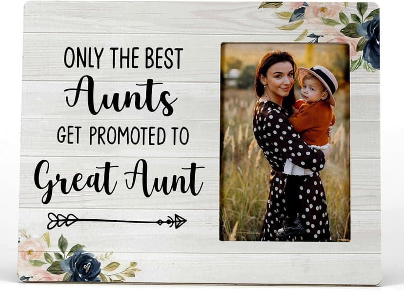 FONDCANYON Aunt Picture Frame, Only the Best Aunts Get Promoted to Great Aunt Picture Photo Frame, Pregnancy Announcements, Pregnancy Announcements for Family, 4x6 Picture Frame