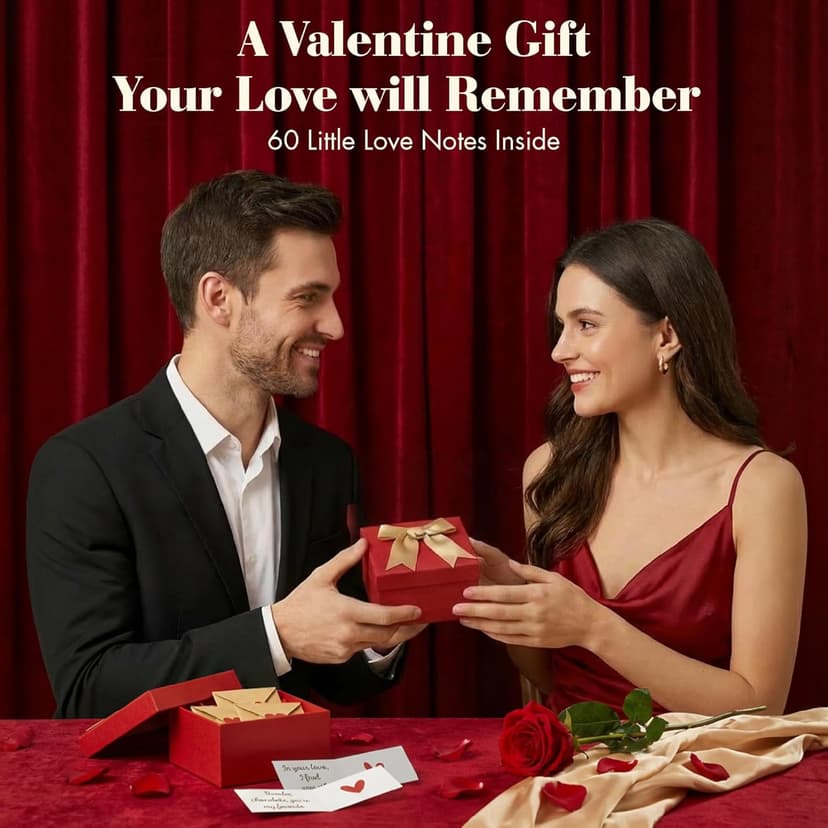 60 Love Notes For Him Her - Anniversary Card Long Distance Relationship Gifts For Boyfriend Girlfriend, Cute Couple Gifts For Valentines, Birthday, Mini Envelope Lunch Notes For Husband Wife