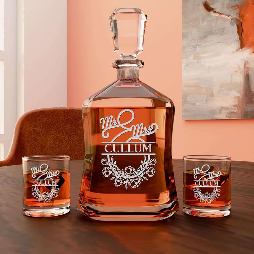 Personalized Whiskey Decanter - 4 Designs - Birthday Gifts for Men 2025, Dad, Husband, Him, Boyfriend - Men Whiskey Gifts - Personalized Gifts for Men - Bourbon, Scotch Gifts - Fathers Day Gift Ideas