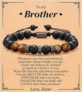 UNGENT THEM Mens Natural Stone Adjustable Bracelet for Men, Anniversary Birthday Christmas Graduation Gift for Him, Son, Brother, Husband, Boyfriend...