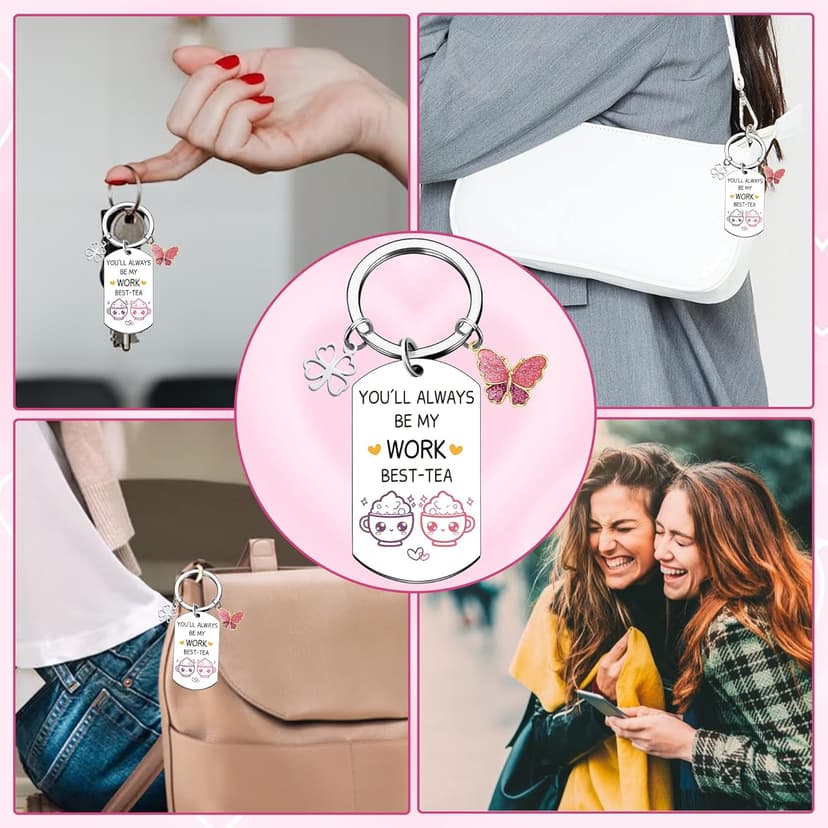 Coworker Leaving Gifts for Women - Funny Friendship Thank You Work Bestie Keychain Present for Friend Colleague Christmas