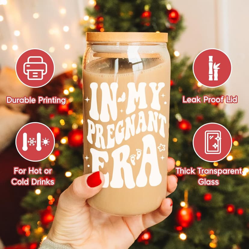 Fairy's Gift Pregnant Women Iced Coffee Cup, Cute Pregnant Mom Gifts, New Mama 16 oz Coffee Glass Cup, New Mothers Birthday Christmas, Pregnancy Gifts for Expecting Mom, First Time Mommy, Mommy to Be