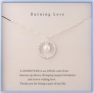 Burning Love Godmother Necklace Godmother Gifts from Goddaughter&GodSon Sterling Silver Circle Necklace for Women Birthday Gifts Christmas Gifts