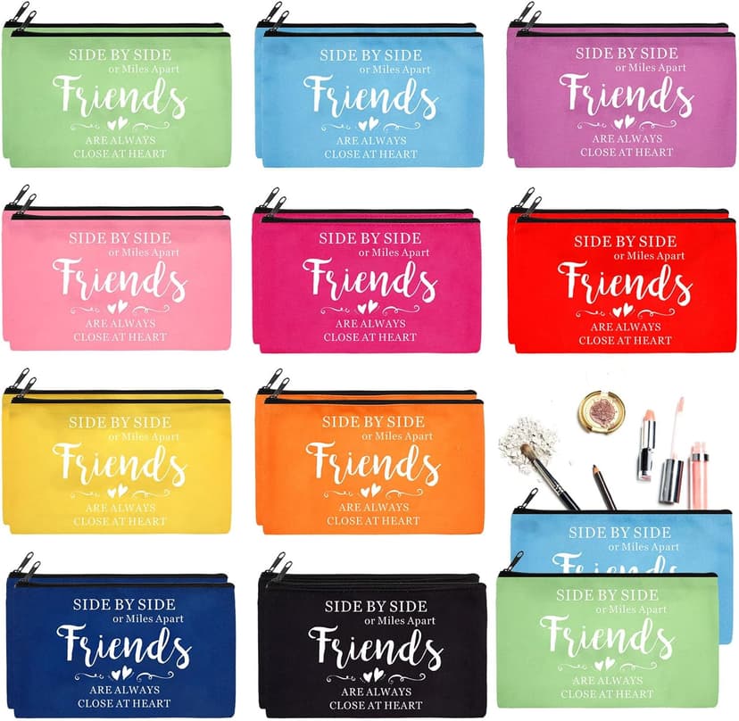 Paterr 20 Pcs Friend Cosmetic Bags Friend Group Gifts Friendship Makeup Pouch Bulk Christmas themed Gifts for Women Bestie Birthday Day