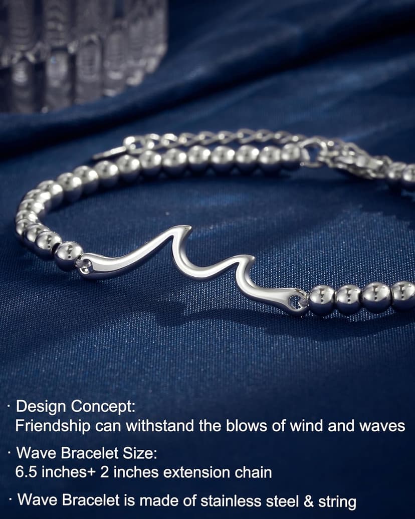 Tarsus Gift for Friends, The Waves of Life We've Through Together, Woman Friendship Gifts Idea, Wave Bracelet for Best Friend Bestie Soul Sister Birthday Gifts For Her