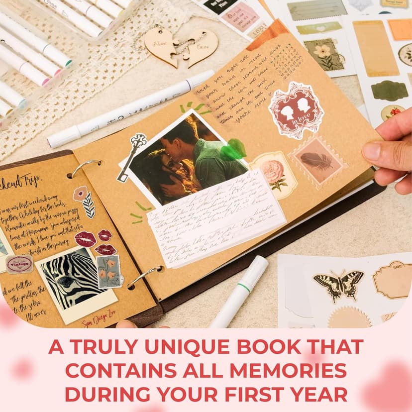 1 Year Anniversary Boyfriend Gifts - One Year Anniversary Dating Gifts For Her Girlfriend, First Paper Anniversary For Him Men, 1 Year Anniversary Scrapbook, 1st Anniversary Wedding Gift