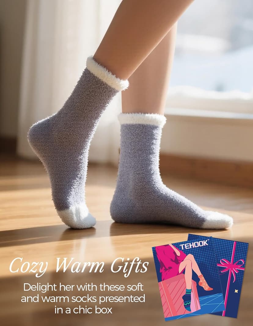 TEHOOK Warm & Cozy Gifts for Women, Fluffy Fuzzy Sock, Plush Sleeping Slipper Socks - Soft Warm Fabric