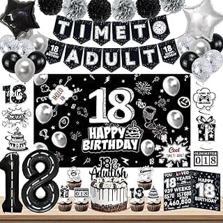 Birthday Party Supplies, Black Birthdays Decorations (18th)