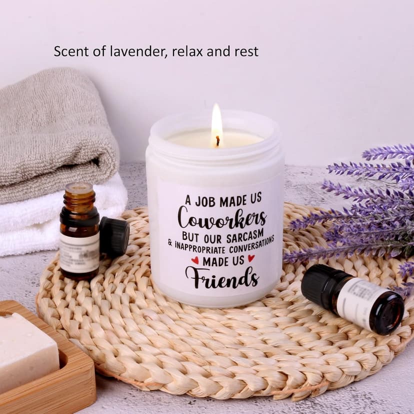 Soy Wax Lavender Candles - Retirement & Going Away Gifts for Women & Men, Funny & Farewell Gifts for Coworkers, Birthday Candles Included
