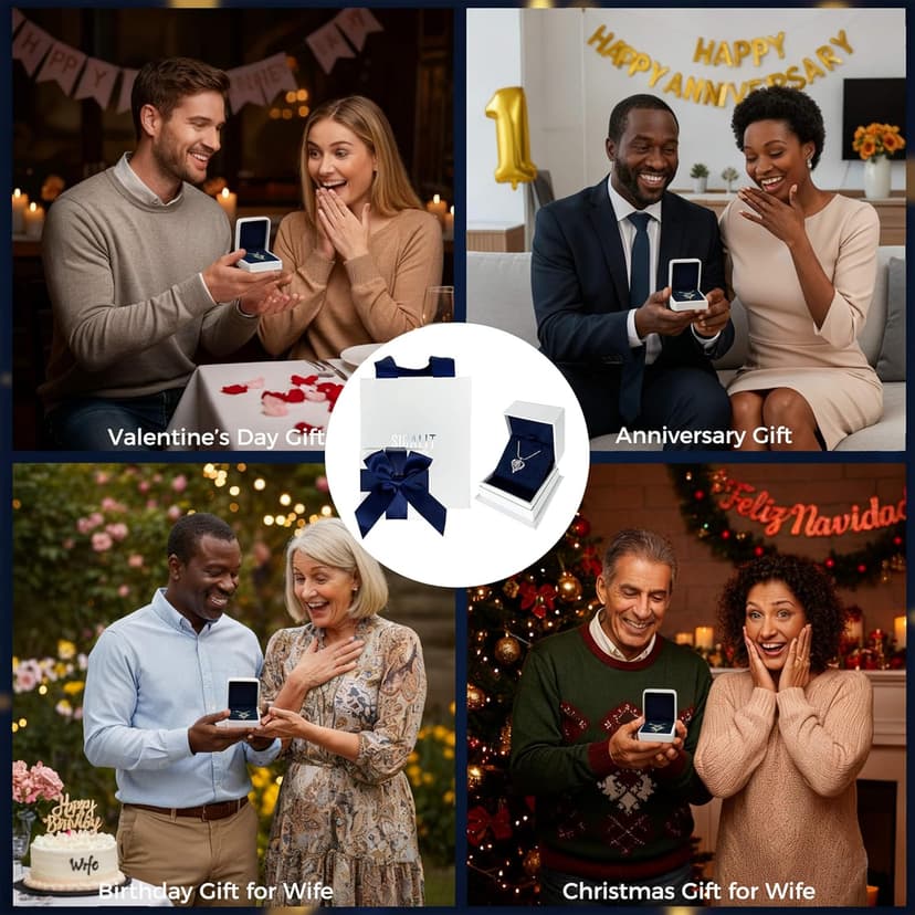 Heart Pendant Necklace for Her Moissanite Lab-Created Gem Jewelry for Women I Love You S925 Sterling Silver Gifts to Wife Girlfriend Mom Daughter Anniversary Birthday Christmas Valentines Day