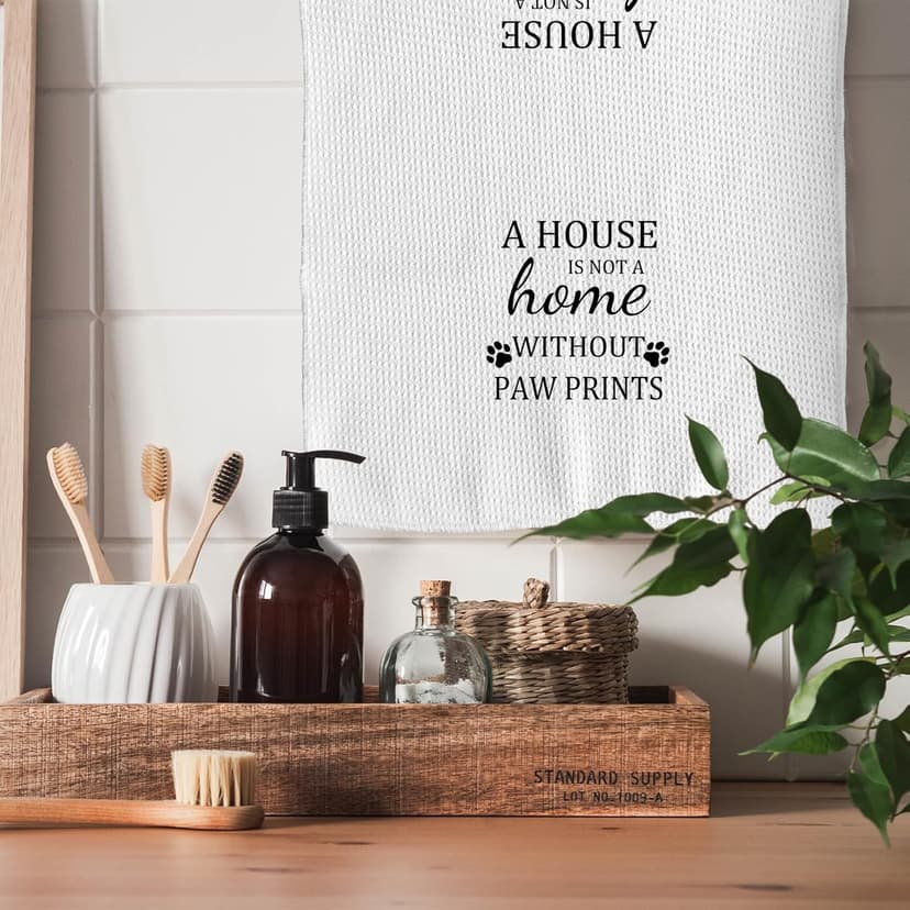 TNUW Dog Themed Gifts Kitchen Towels 16'24', Dogs Mom Gifts for Women, Dog Decorations for The Home, House Warming Gifts New Home, Paw Prints Kitchen Tea Hand Towels,