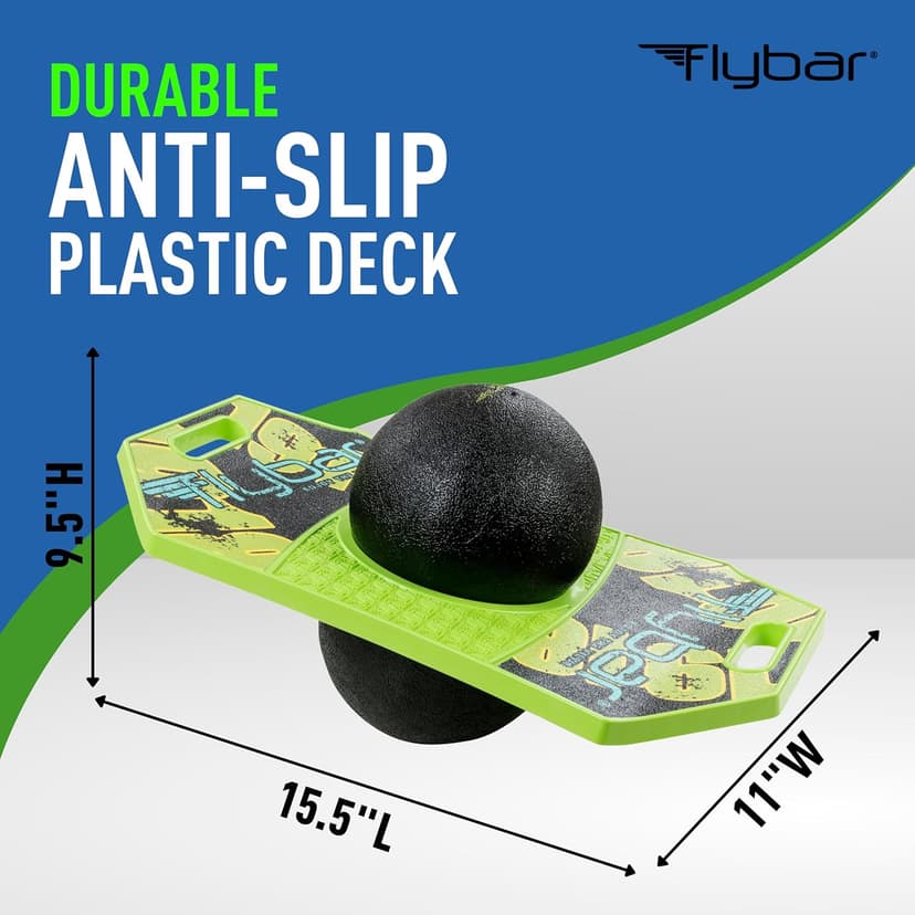 Flybar Pogo Trick Ball for Kids – Balance Bounce Board with Anti-Slip Deck – Pump Included - Indoor & Outdoor Toys for Boys and Girls Fun Way to Reduce Screen Time Supports up to 160 lbs – Ages 6+