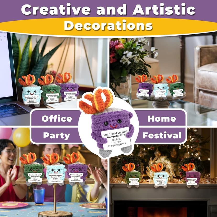 Appreciation Gifts for Her Emotional Dumpster Crochet Fire, Knitting Dumpster Doll, Funny Cheer Up Gag Gifts for Friends Birthday (Purple)