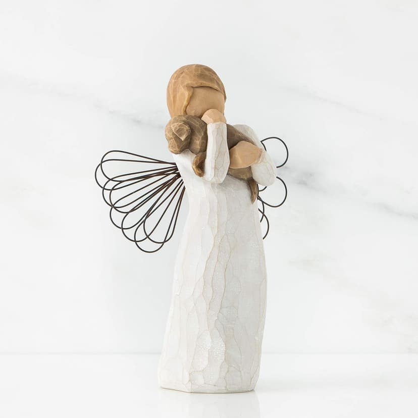 Willow Tree Angel of Friendship, for Those who Share The Spirit of Friendship, Angel Carrying Dog as Reminder of Loyal Pets and Friends, Present and Past, Sculpted Hand-Painted Figure