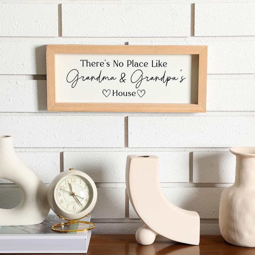 Yousoontic Grandparents Gift from Grandkids There's No Place Like Grandma & Grandpa's House Wooden Sign Farmhouse Home Decor for Father's Day Birthday Xmas Thanksgiving Gift(Light Brown,11.8 Inch)